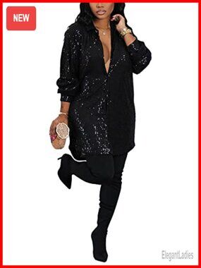 Sparkly Sequin Shirt Mini Dress
